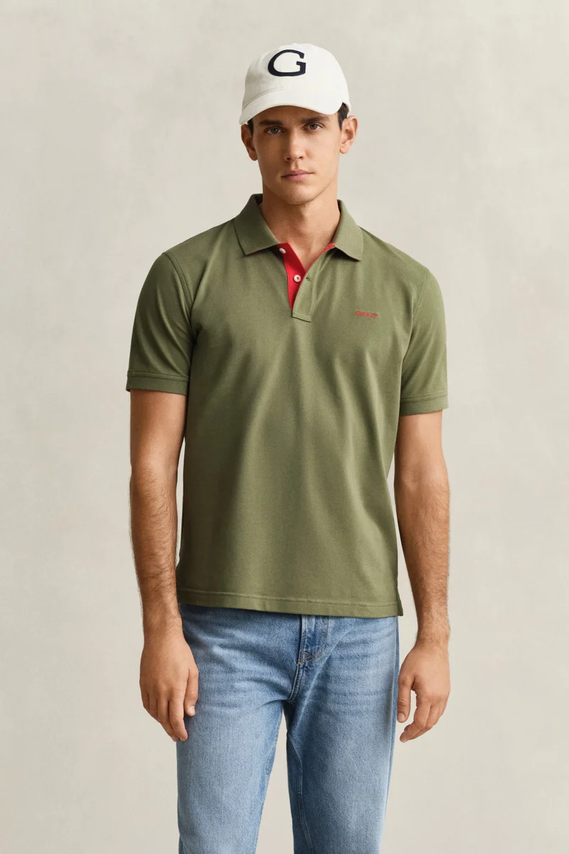 غانت Regular Contrast Pique Short SleevePolo